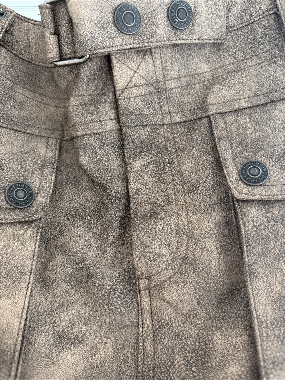 Free People- Brown Faux Suede Mini Skirt - Picture 3 of 6